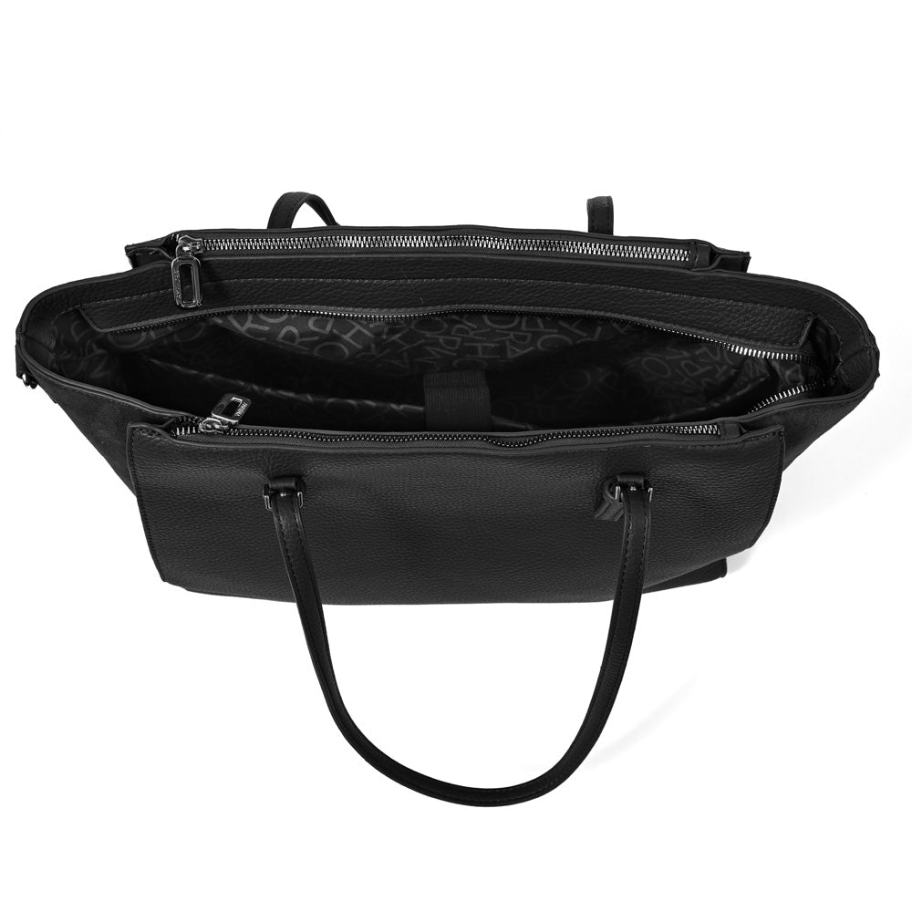 Cartera Dos Asas Porta Laptop Samantha Granulado Negro