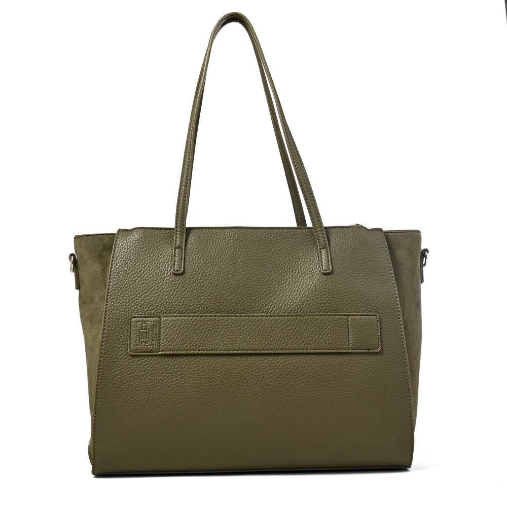 Cartera Dos Asas Porta Laptop Samantha Verde Oscuro