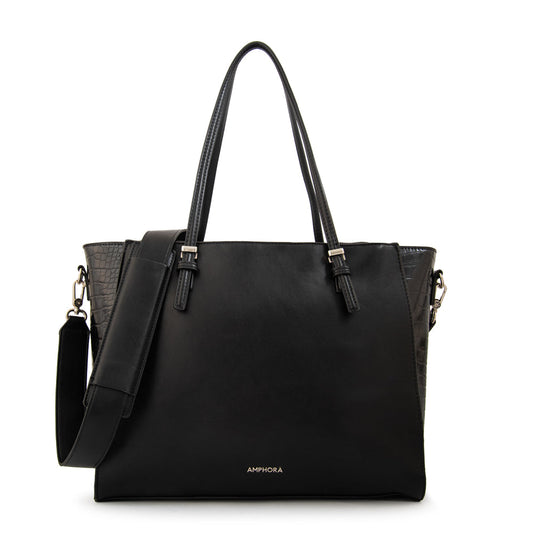 Cartera Dos Asas Porta Laptop Samantha Negro