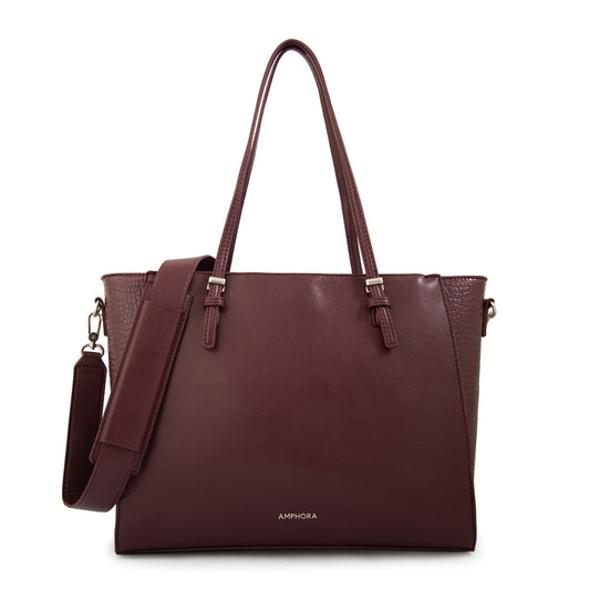 Cartera Dos Asas Porta Laptop Samantha Burdeo