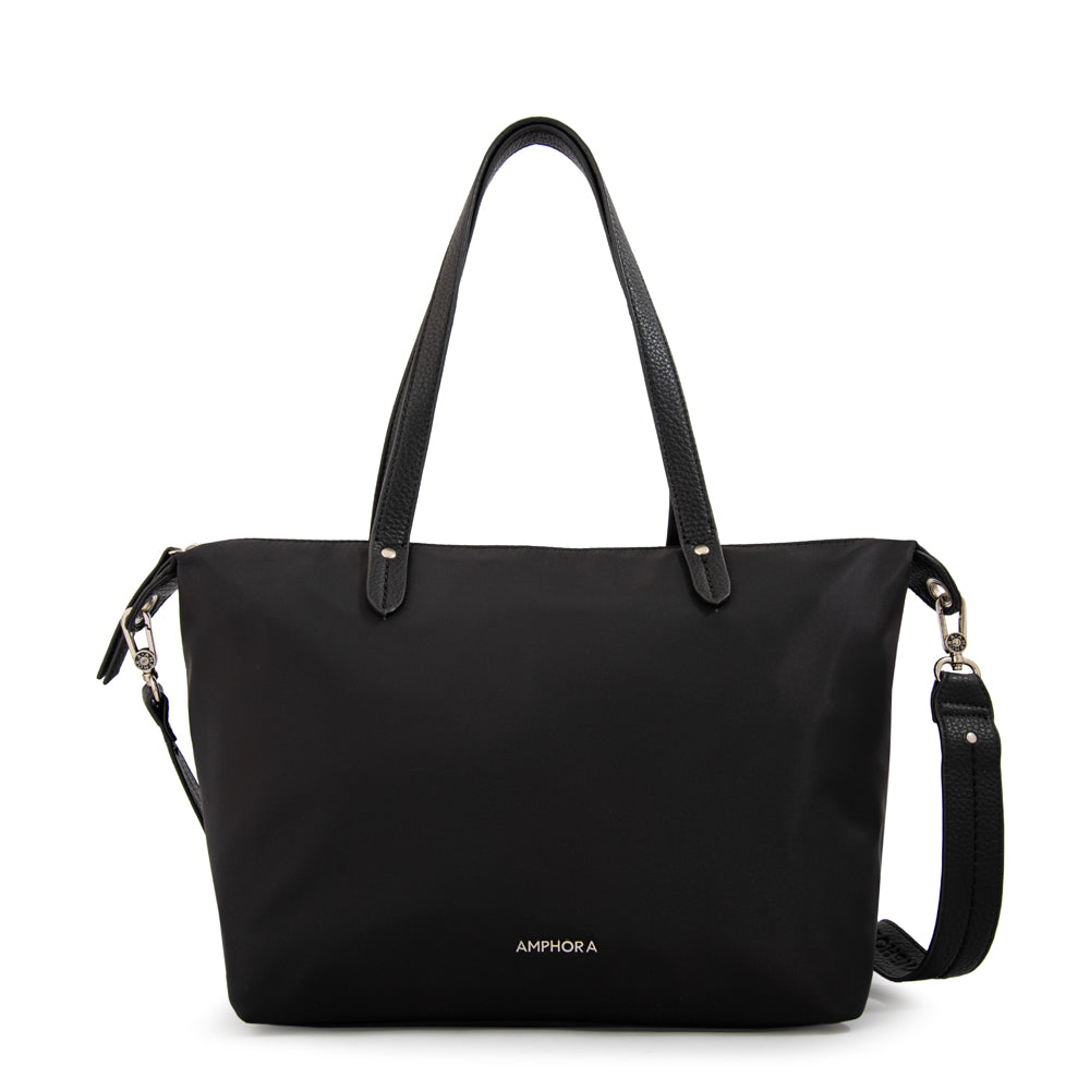 Cartera Dos Asas Francesca Nylon Negro