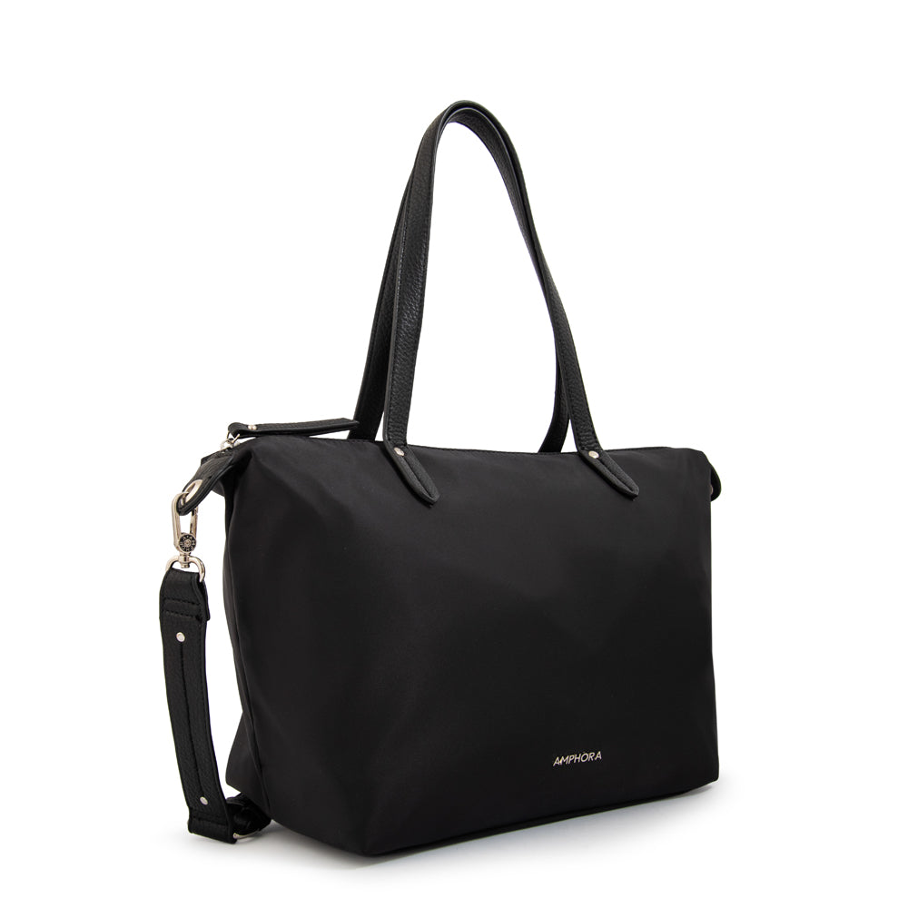 Cartera Dos Asas Francesca Nylon Negro