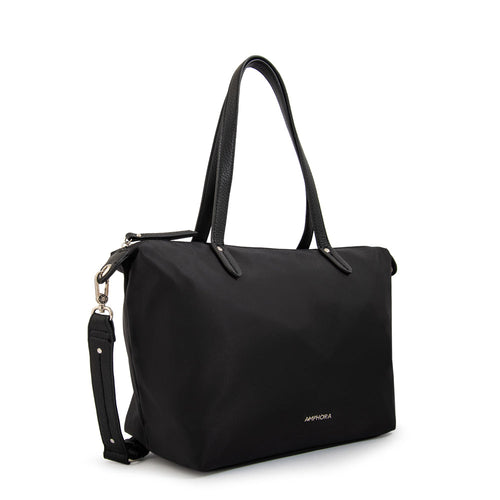 Cartera Dos Asas Francesca Nylon Negro
