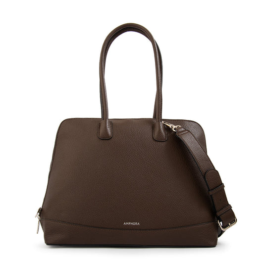 Cartera Dos Asas Porta Laptop Gloria Café Oscuro