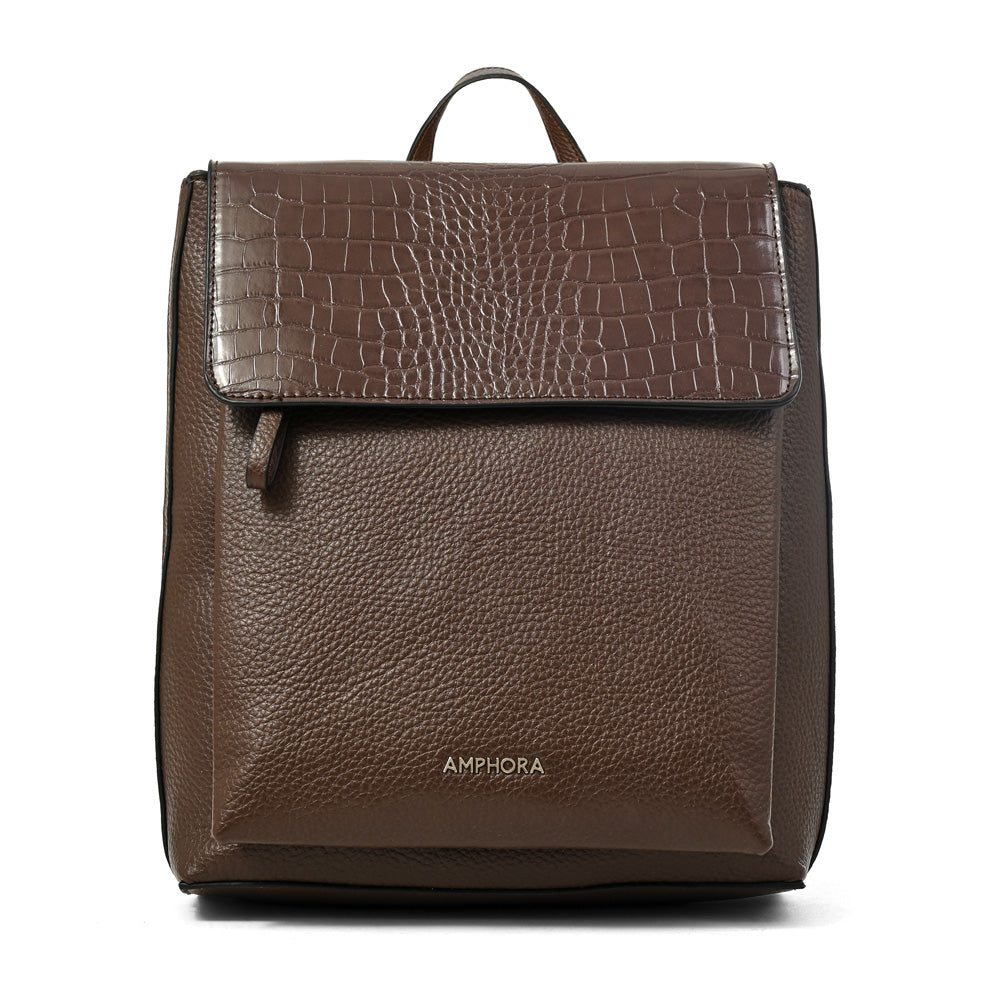 Mochila Charlote Croco Café Oscuro