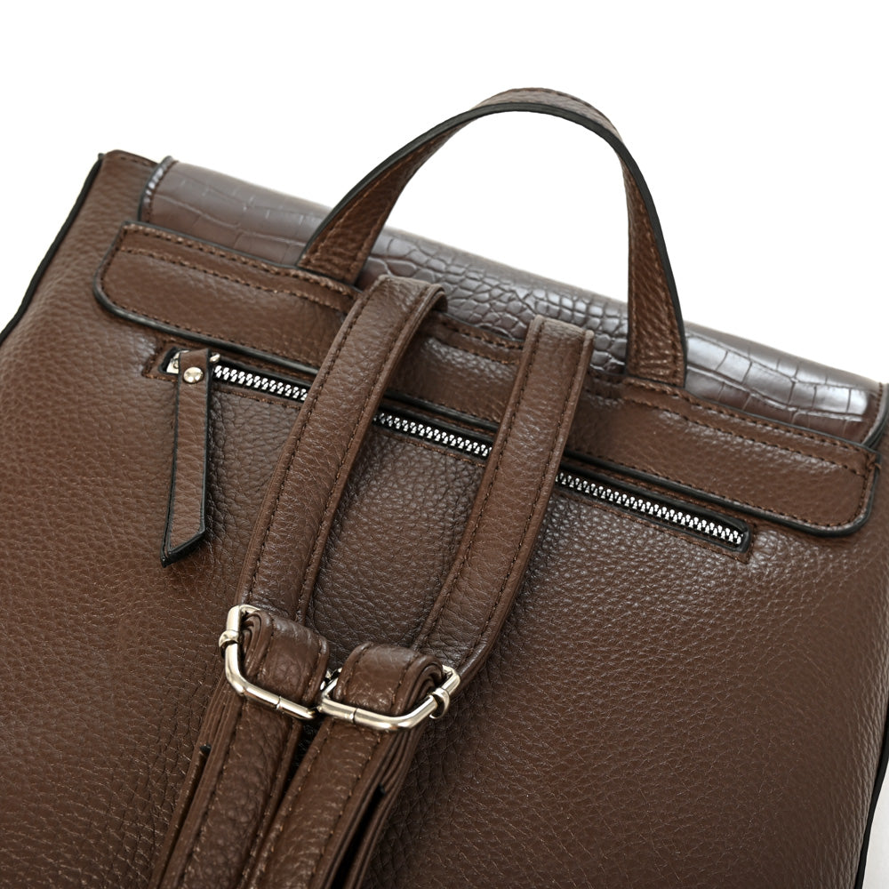 Mochila Charlote Croco Café Oscuro