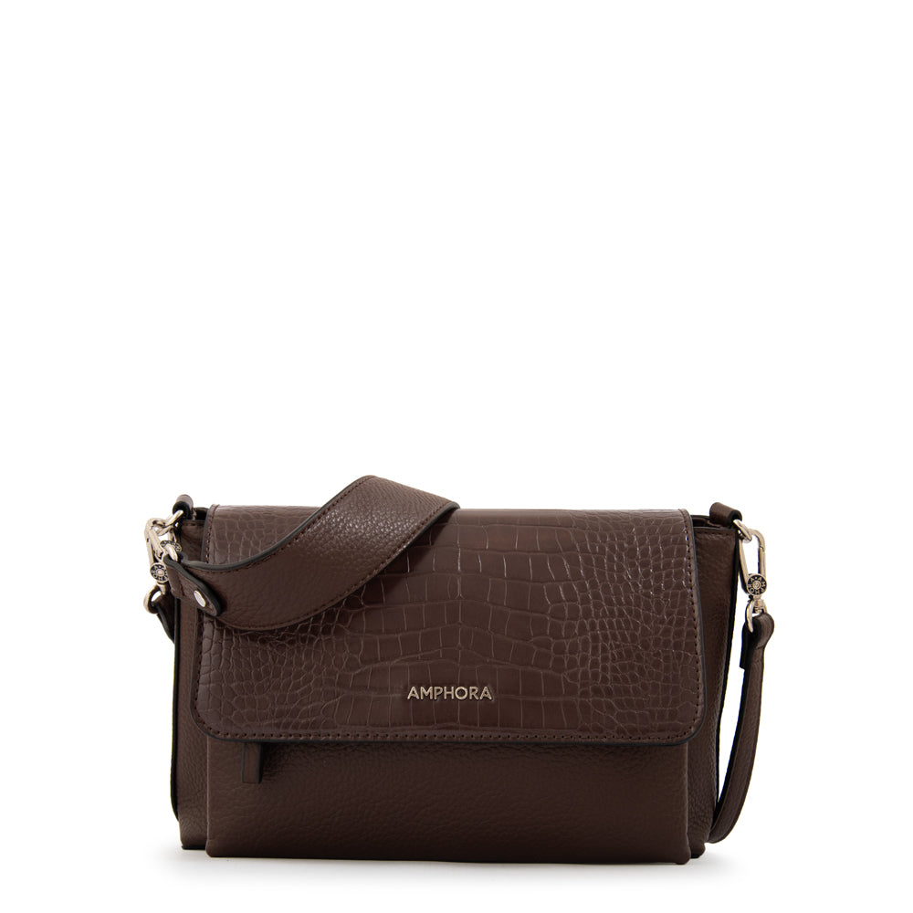 Crossbody Charlote Croco Café Oscuro
