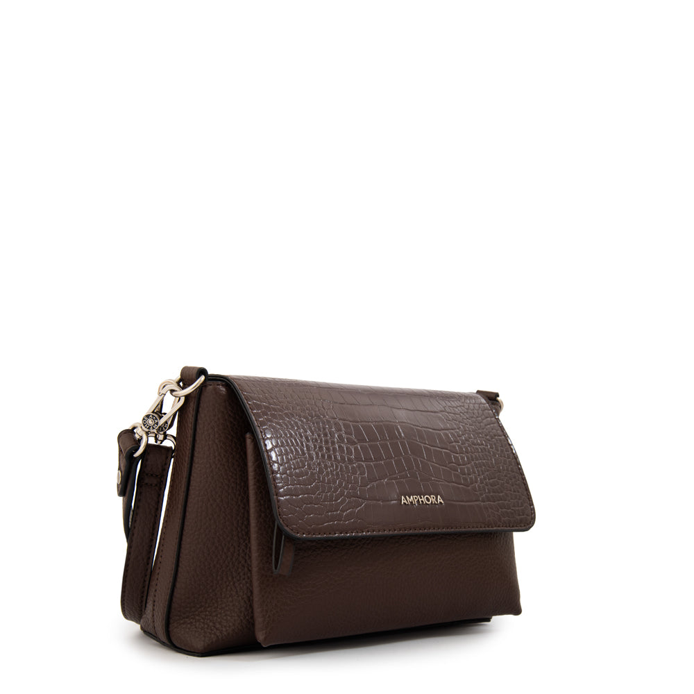 Crossbody Charlote Croco Café Oscuro