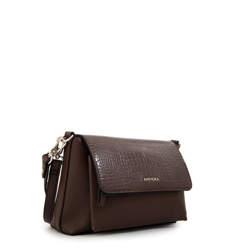 Crossbody Charlote Croco Café Oscuro