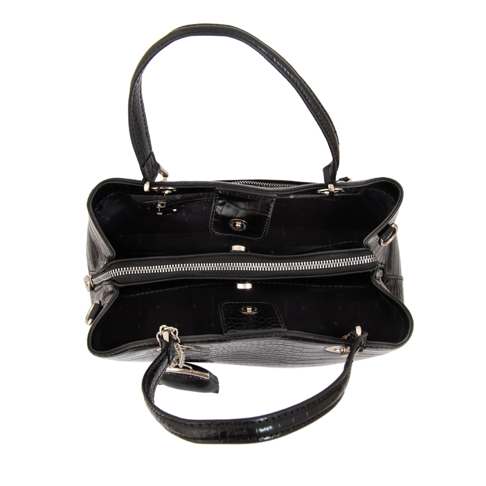 Cartera Dos Asas Jenifer Croco Negro