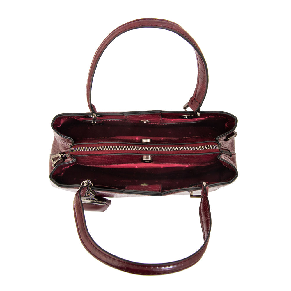 Cartera Dos Asas Jenifer Croco Burdeo