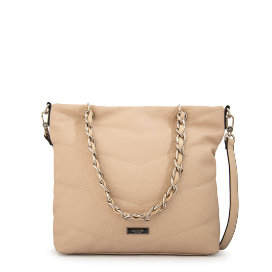 Cartera Dos Asas Mariela Beige