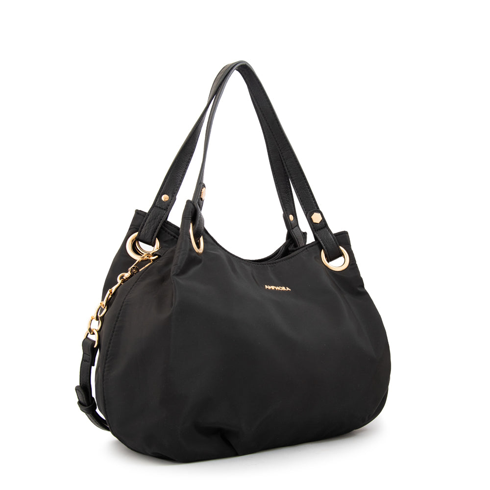 Cartera Dos Asas Katherine Nylon Negro