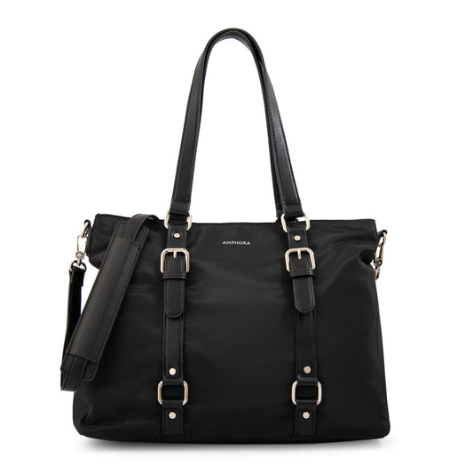 Cartera Dos Asas Porta Laptop Allis Nylon Negro