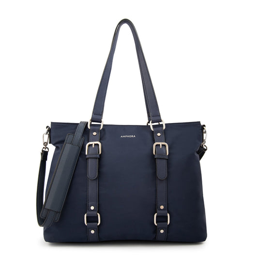 Cartera Dos Asas Porta Laptop Allis Nylon Azul Oscuro