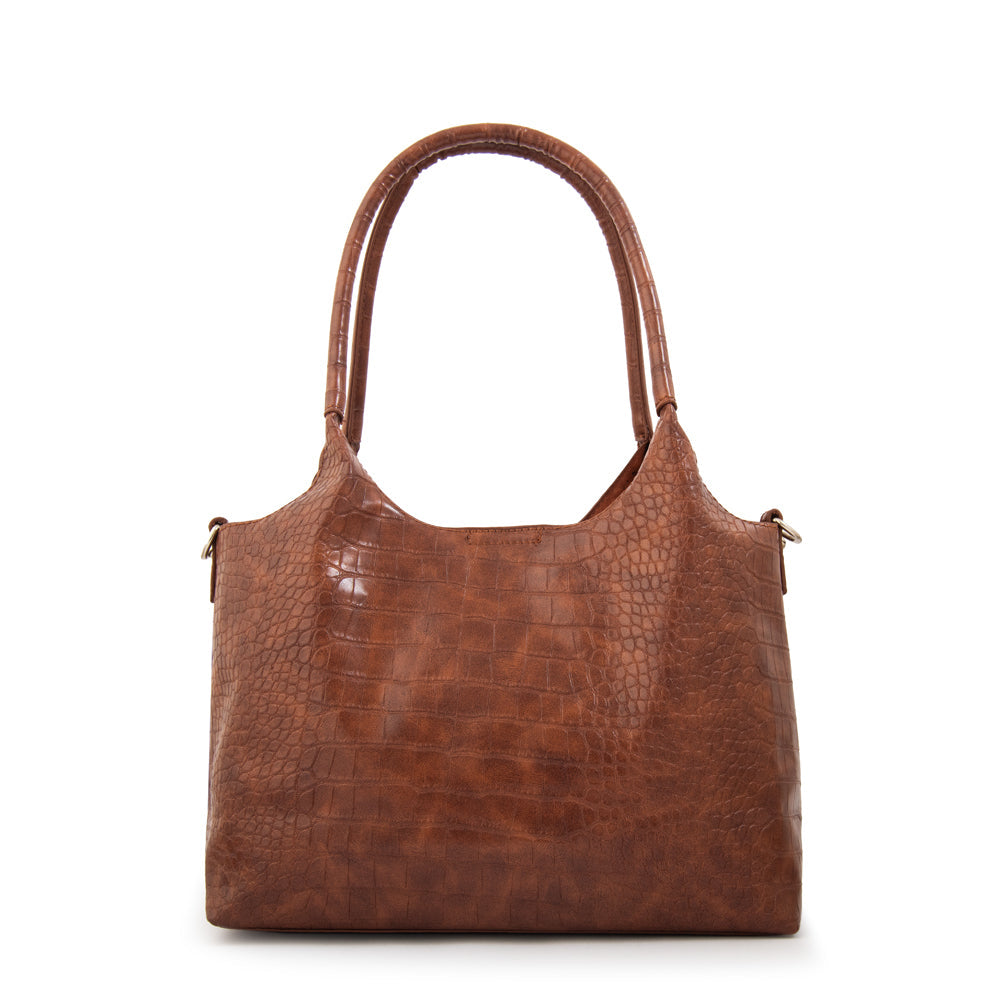 Cartera Dos Asas Lys Croco Café