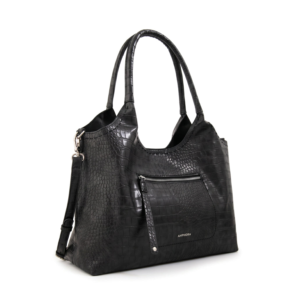 Cartera Corte Recto Lys Croco Negro