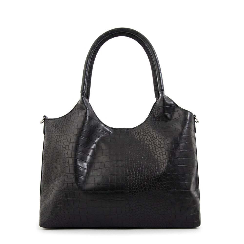 Cartera Corte Recto Lys Croco Negro