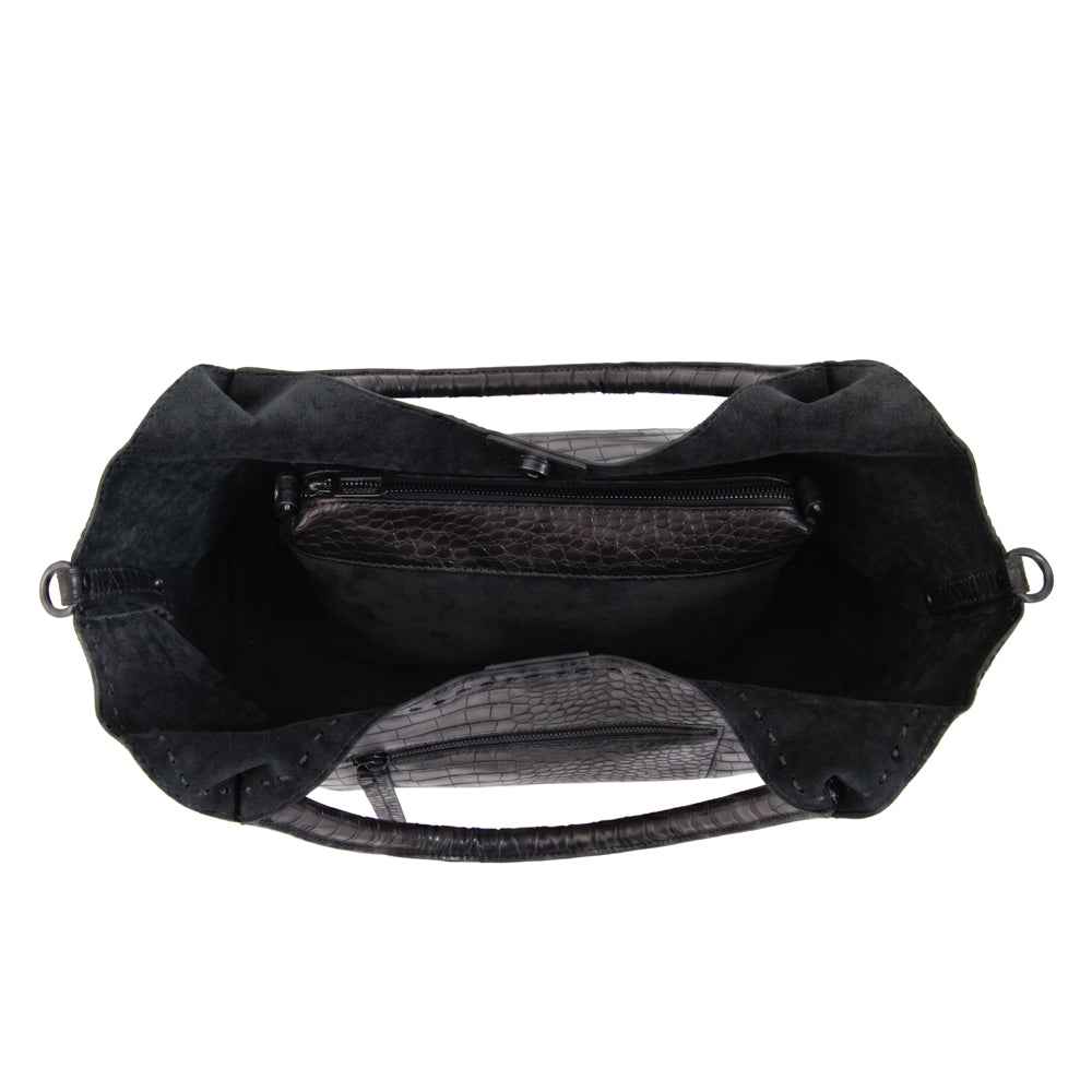 Cartera Corte Recto Lys Croco Negro