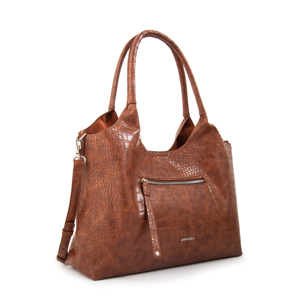 Cartera Corte Recto Lys Croco Café