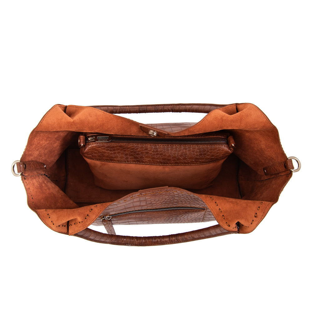 Cartera Corte Recto Lys Croco Café