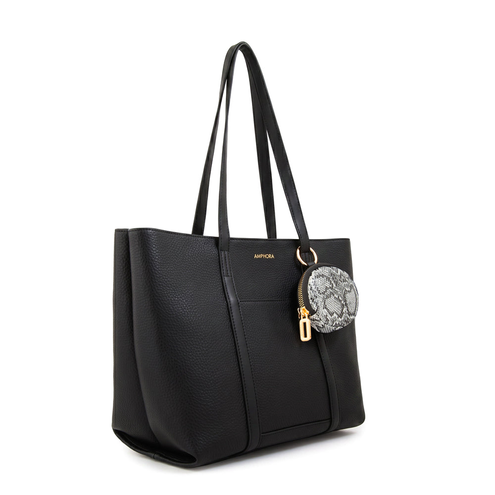 Cartera Dos Asas Grande Rina Negro