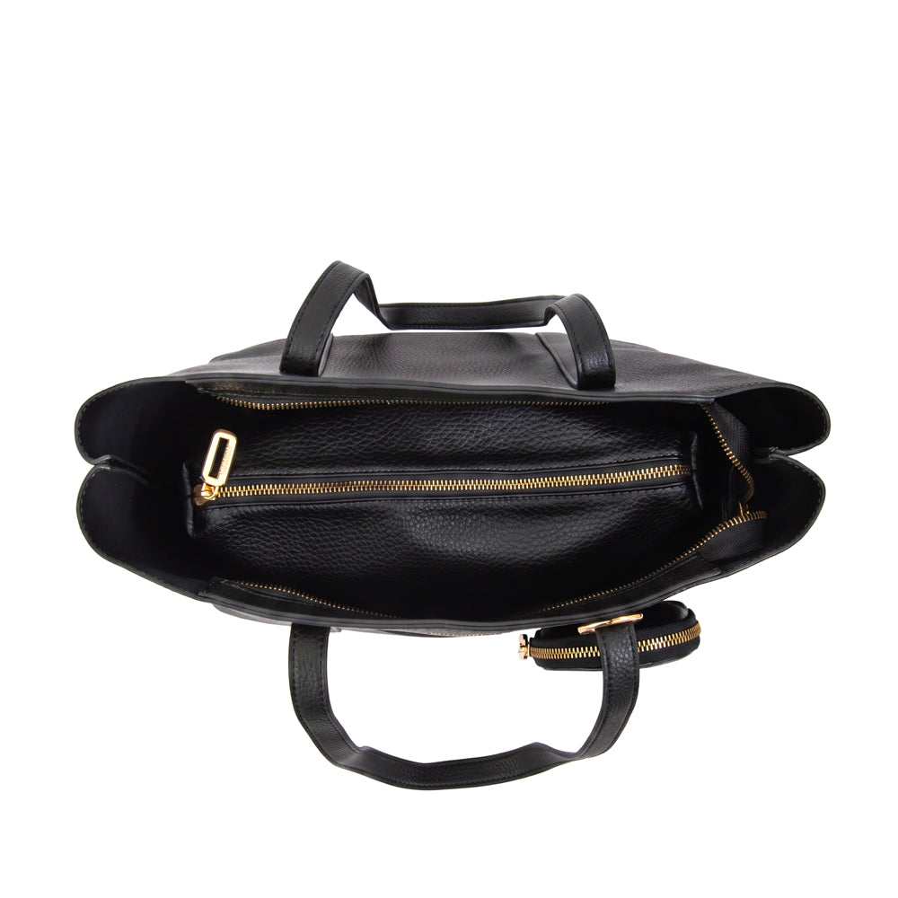 Cartera Dos Asas Grande Rina Negro