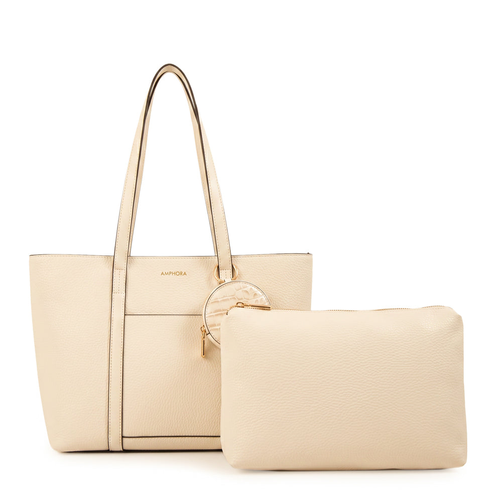 Cartera Dos Asas Grande Rina Blanco Crudo