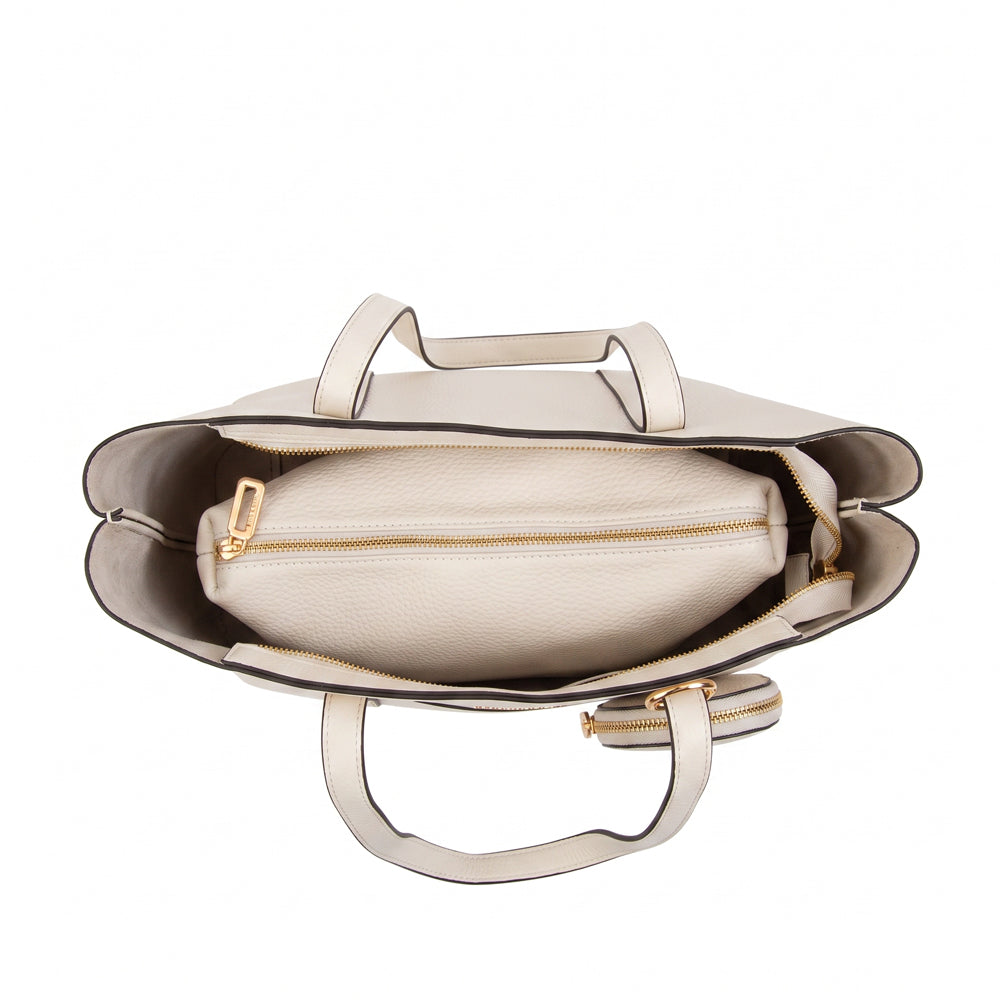 Cartera Dos Asas Grande Rina Blanco Crudo