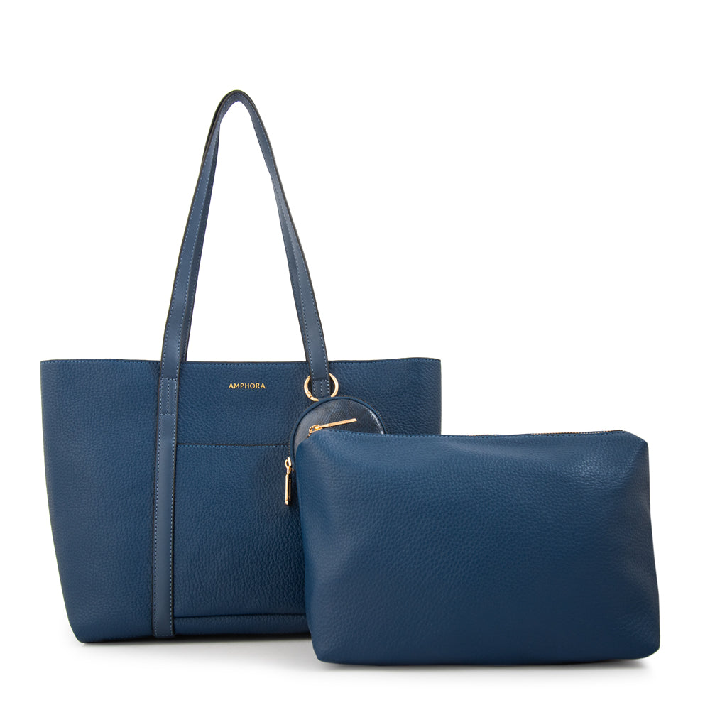Cartera Dos Asas Grande Rina Azul Oscuro