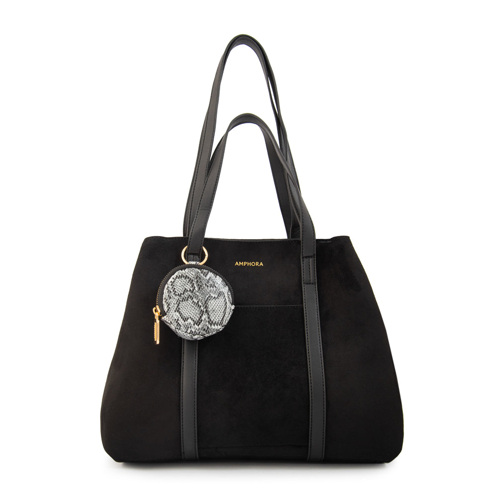 Cartera Dos Asas Rina Gamuzado Negro