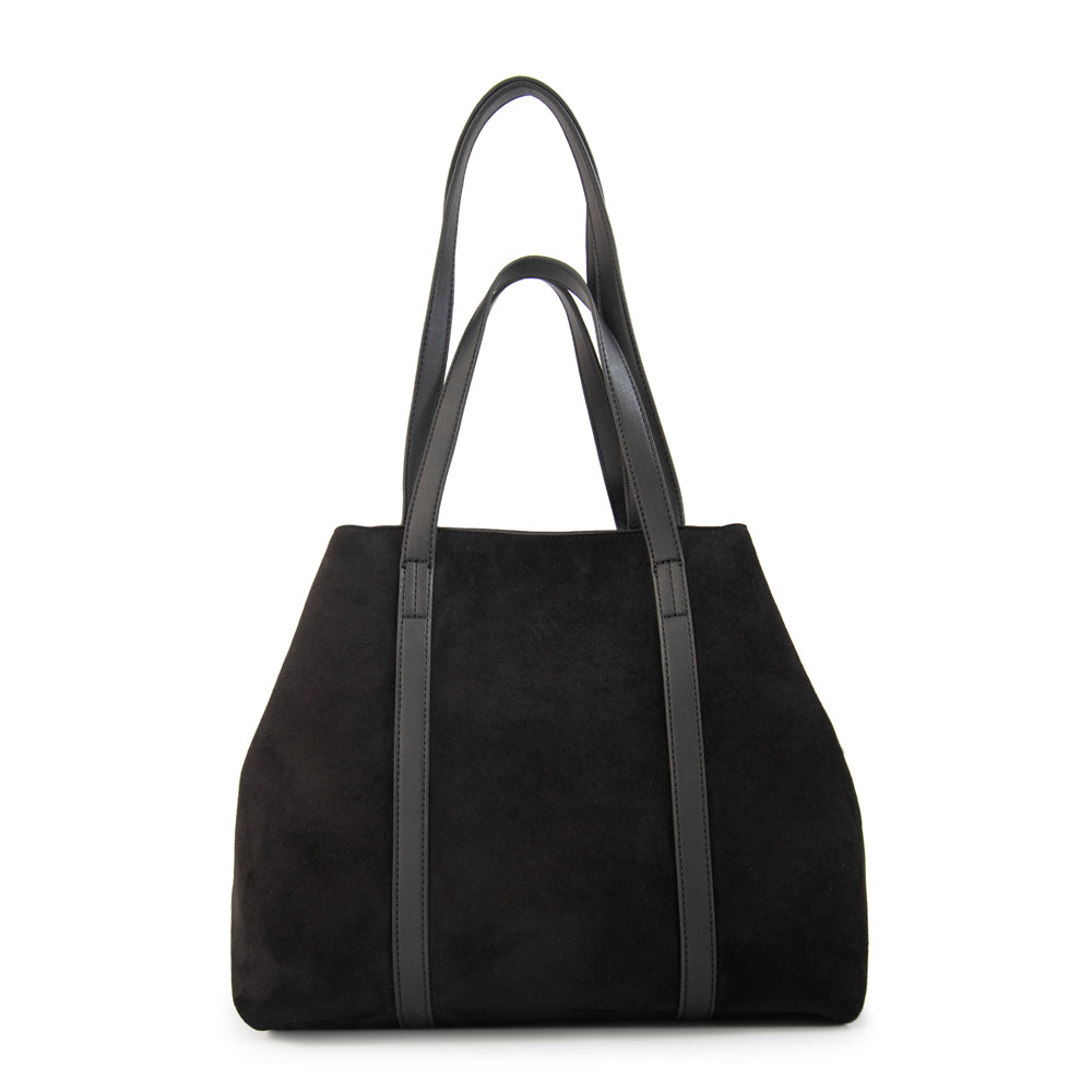 Cartera Dos Asas Rina Gamuzado Negro