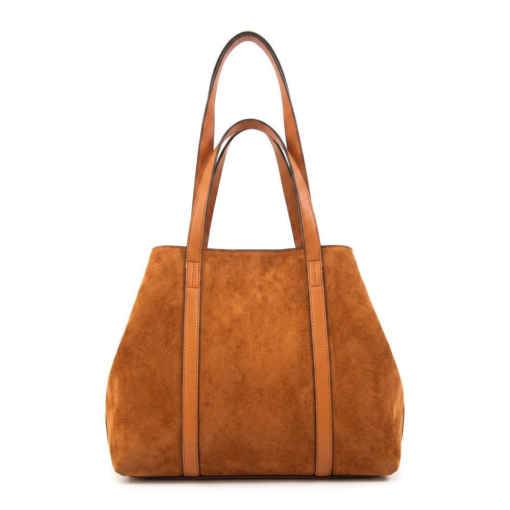 Cartera Dos Asas Rina Gamuzado Café