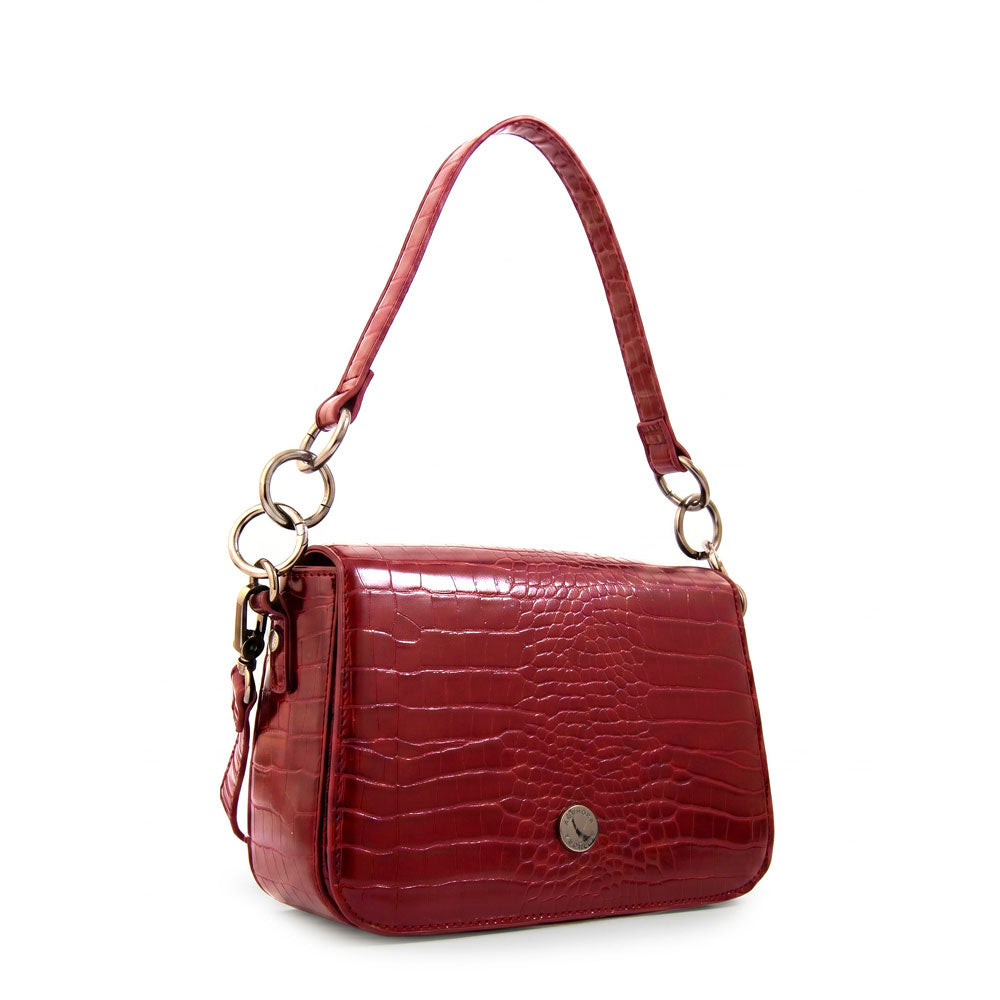Crossbody Adeline Croco Rojo Oscuro