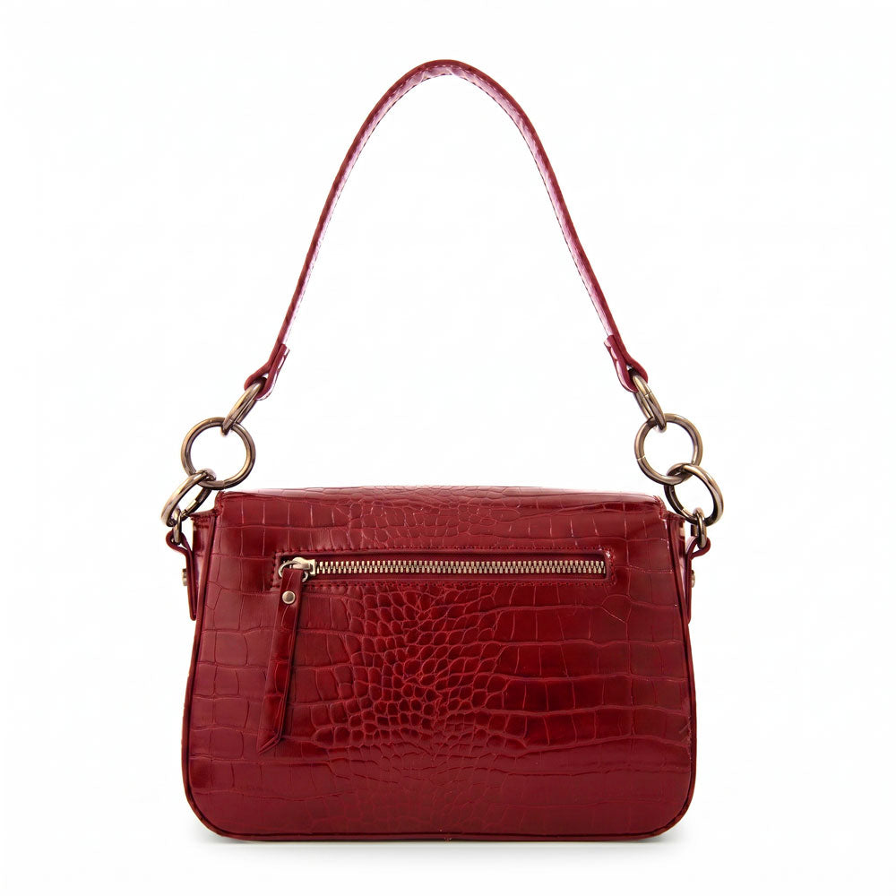 Crossbody Adeline Croco Rojo Oscuro