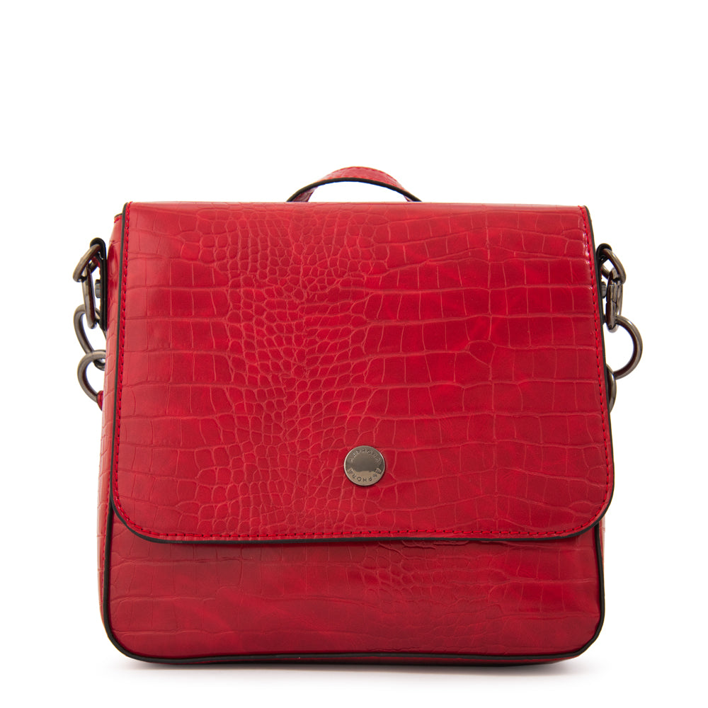 Mochila Adeline Croco Rojo Oscuro