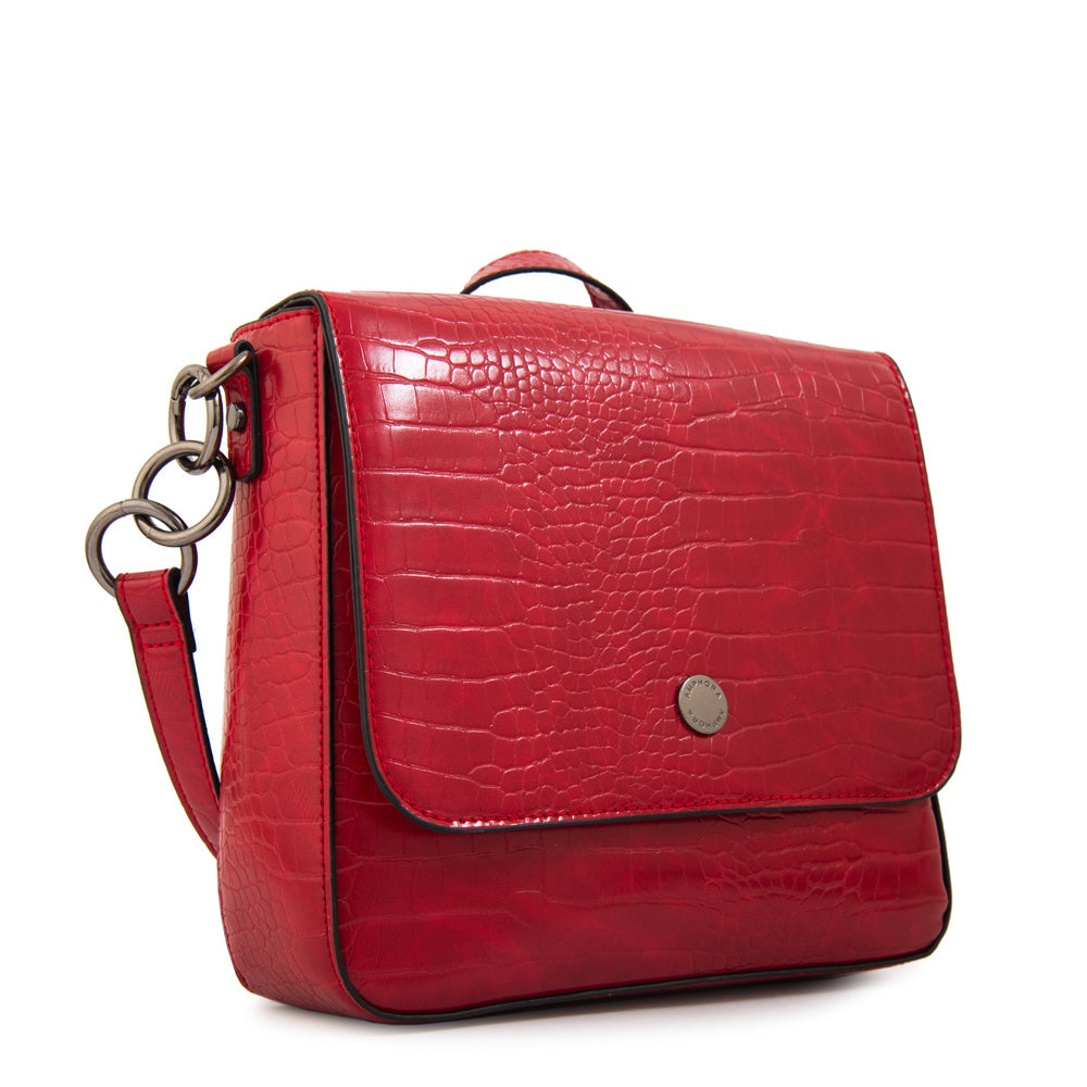 Mochila Adeline Croco Rojo Oscuro