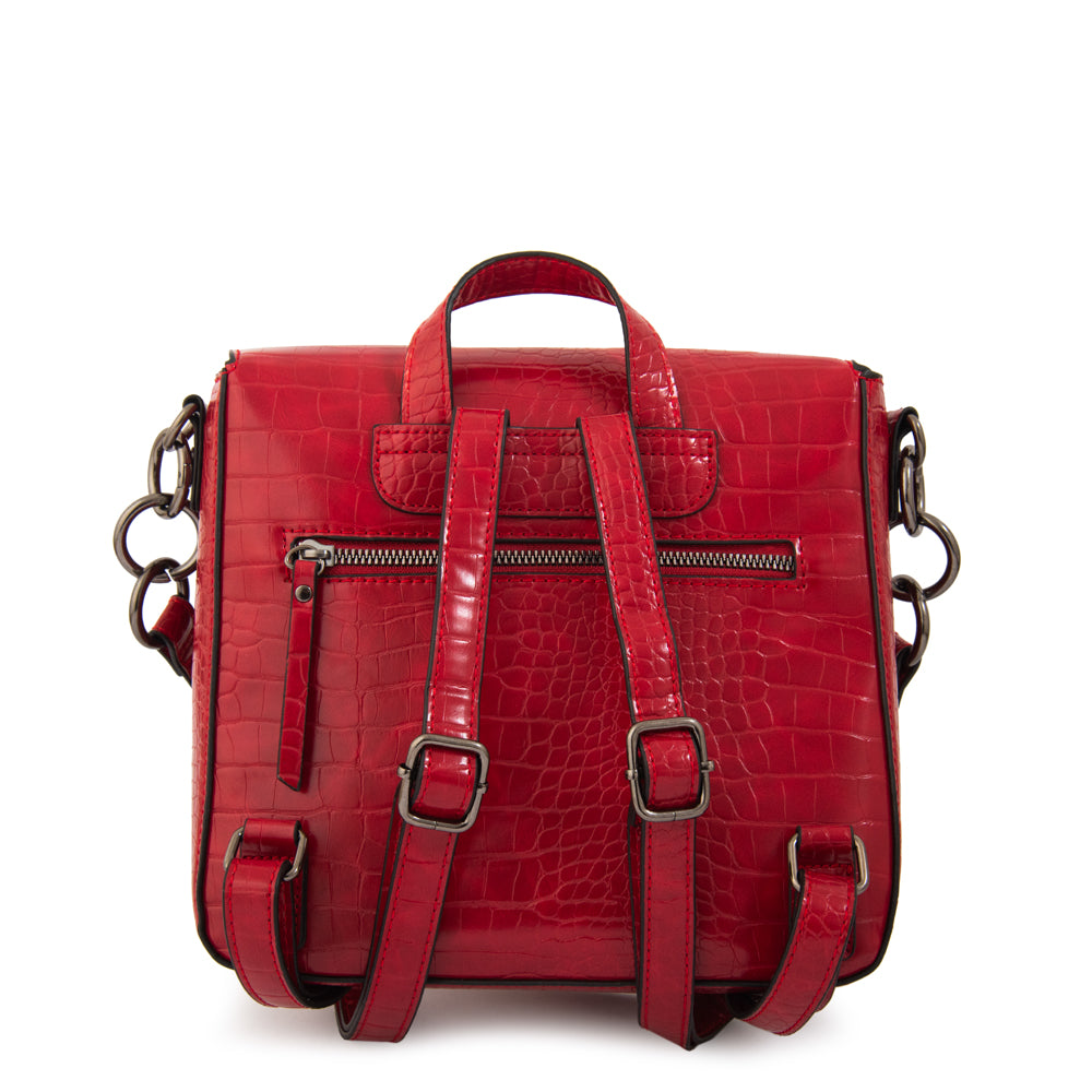 Mochila Adeline Croco Rojo Oscuro