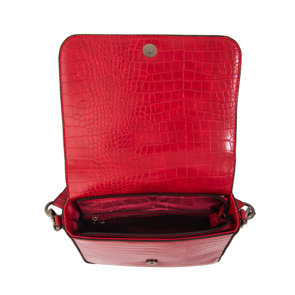 Mochila Adeline Croco Rojo Oscuro