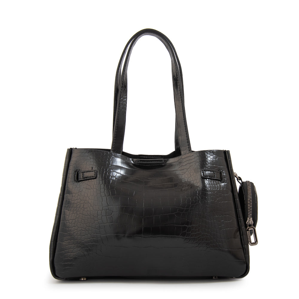 Cartera Dos Asas Camil Croco Negro