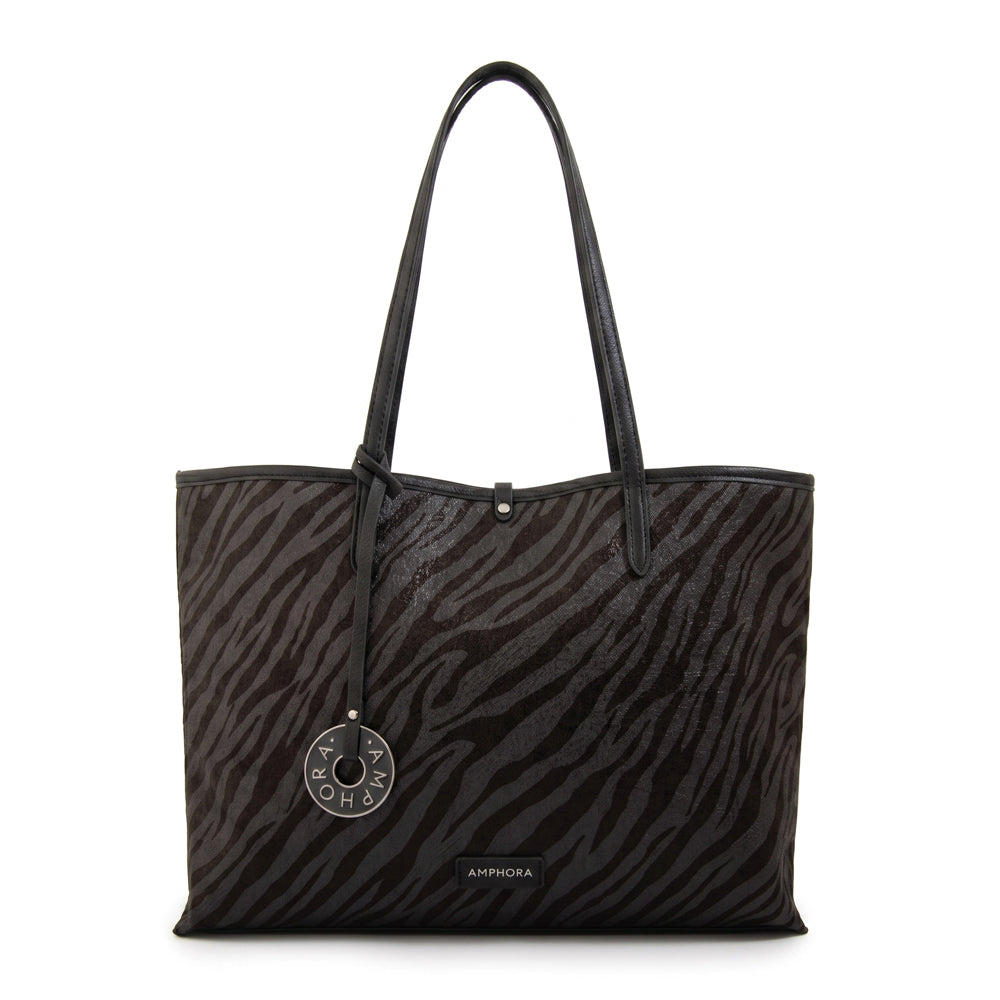 Cartera Dos Asas Reversible Grande Moira Negro