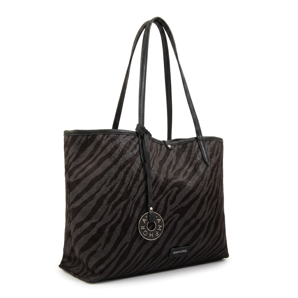 Cartera Dos Asas Reversible Grande Moira Negro