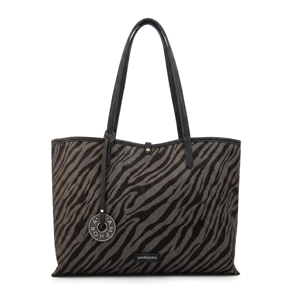 Cartera Dos Asas Reversible Grande Moira Gris Oscuro
