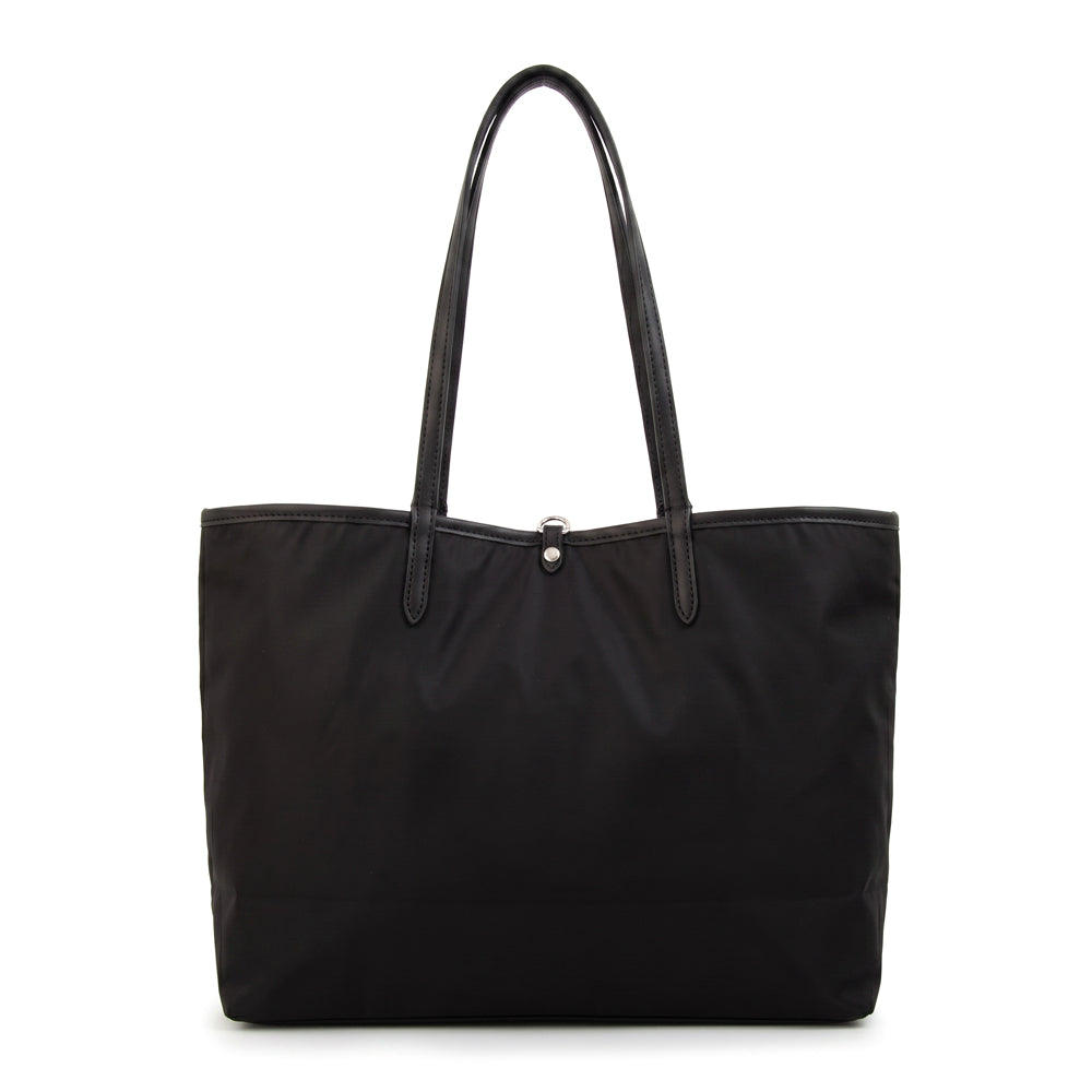 Cartera Dos Asas Reversible Grande Moira Nylon Negro