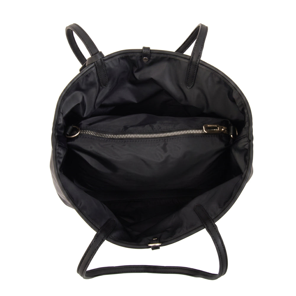 Cartera Dos Asas Reversible Grande Moira Nylon Negro