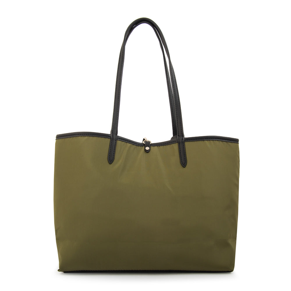 Cartera Dos Asas Reversible Grande Moira Nylon Verde Oliva