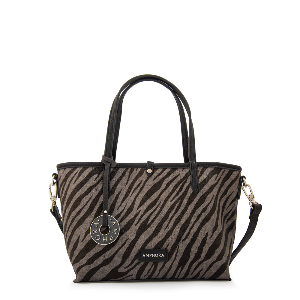 Cartera Dos Asas Reversible Moira Gris Oscuro