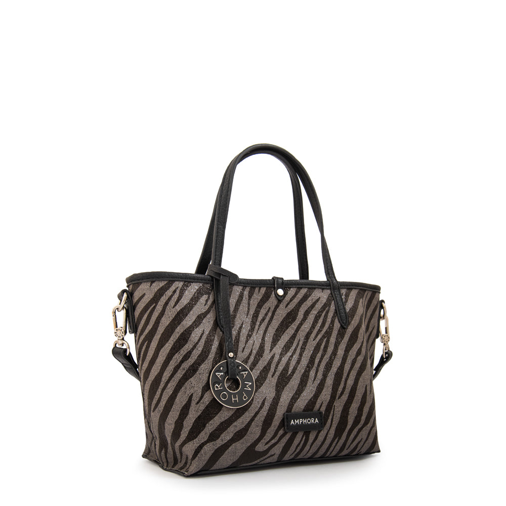Cartera Dos Asas Reversible Moira Gris Oscuro