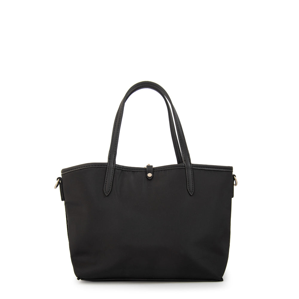 Cartera Dos Asas Reversible Moira Nylon Negro