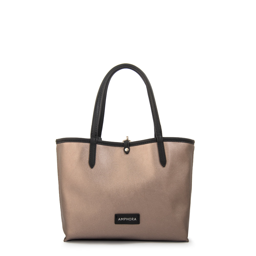 Cartera Dos Asas Reversible Moira Nylon Negro